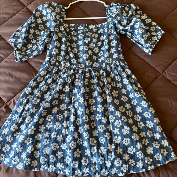 American Eagle Outfitters Dresses & Skirts - American Eagle Outfitters Blue Floral Puff-Sleeve Mini Dress